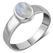 Simple Band Rainbow Moonstone Silver Ring (R160RMS)